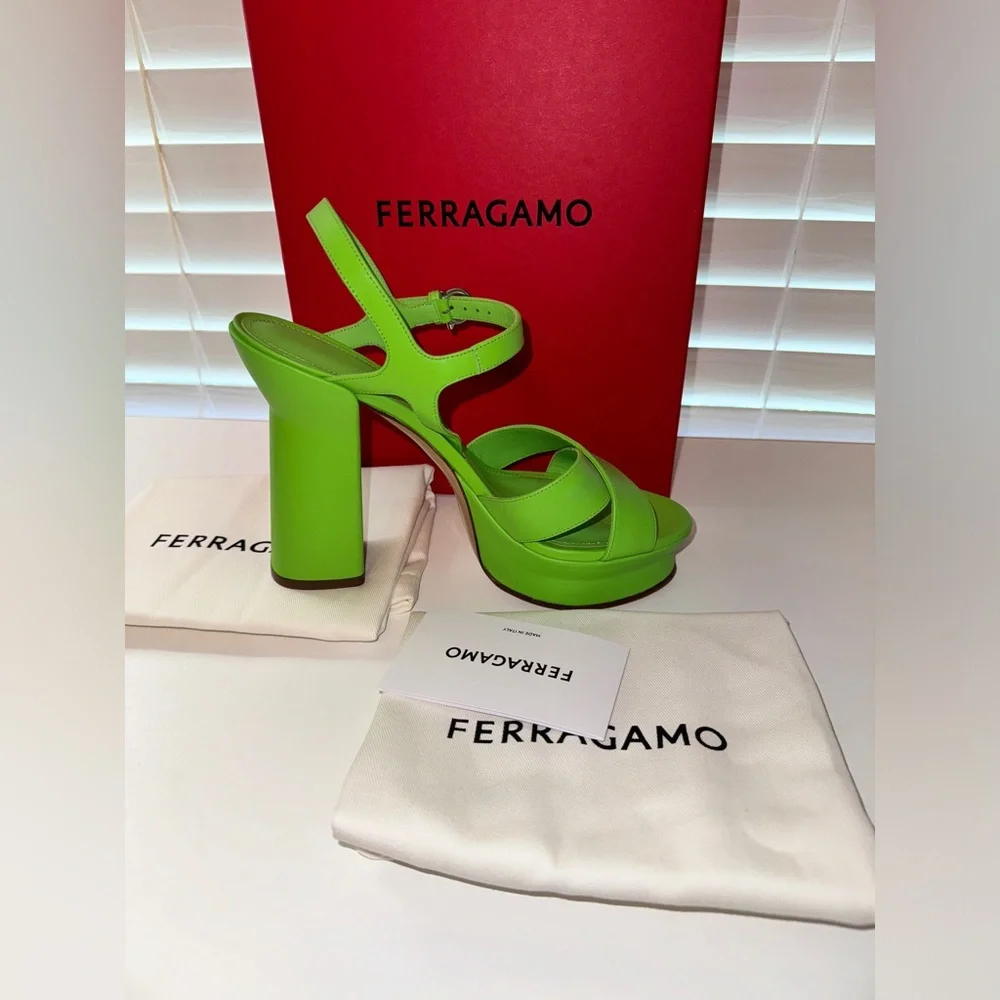 Ferragamo Sonya Heel in Lime - Picture 10 of 13